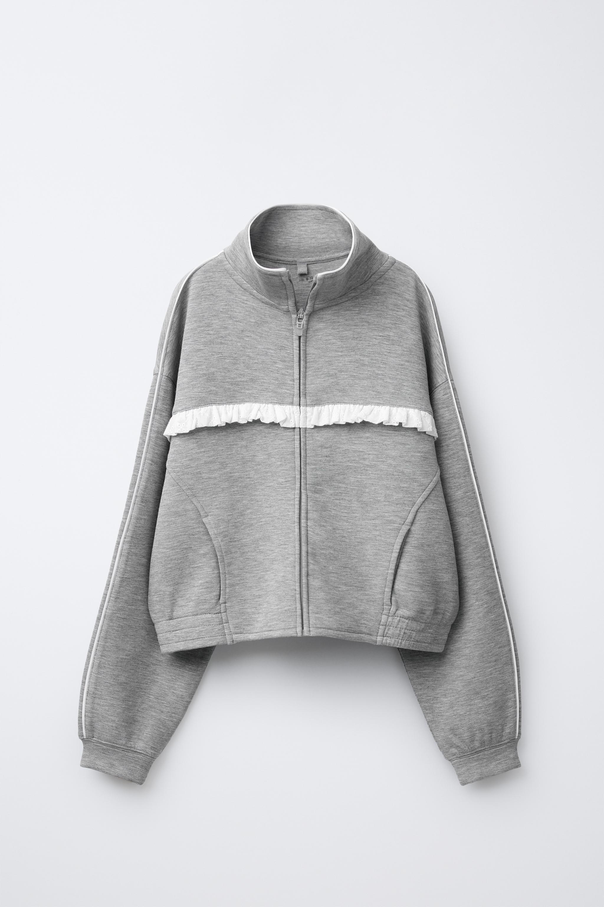 コントラストレース付きスウェットシャツ - グレーマール | ZARA