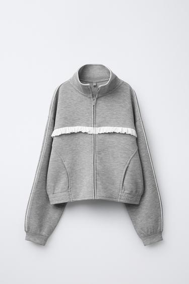 CONTRAST LACE SWEATSHIRT - Grey marl by Zara