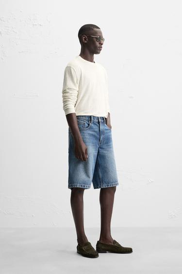T-SHIRT MÉLANGE DE LIN - Blanc cassé de Zara - Image 3