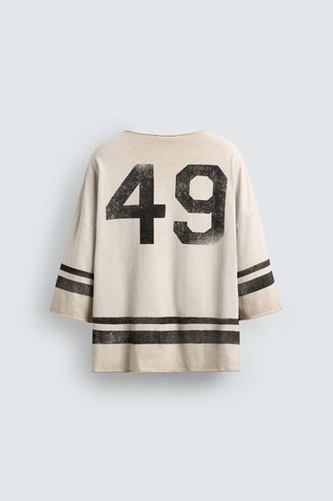 T-SHIRT COUPE BOXY EFFET DÉLAVÉ VINTAGE - Écru de Zara - Image 7