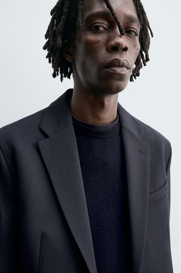 WOOL SUIT BLAZER - Navy blue by Zara - Image 5