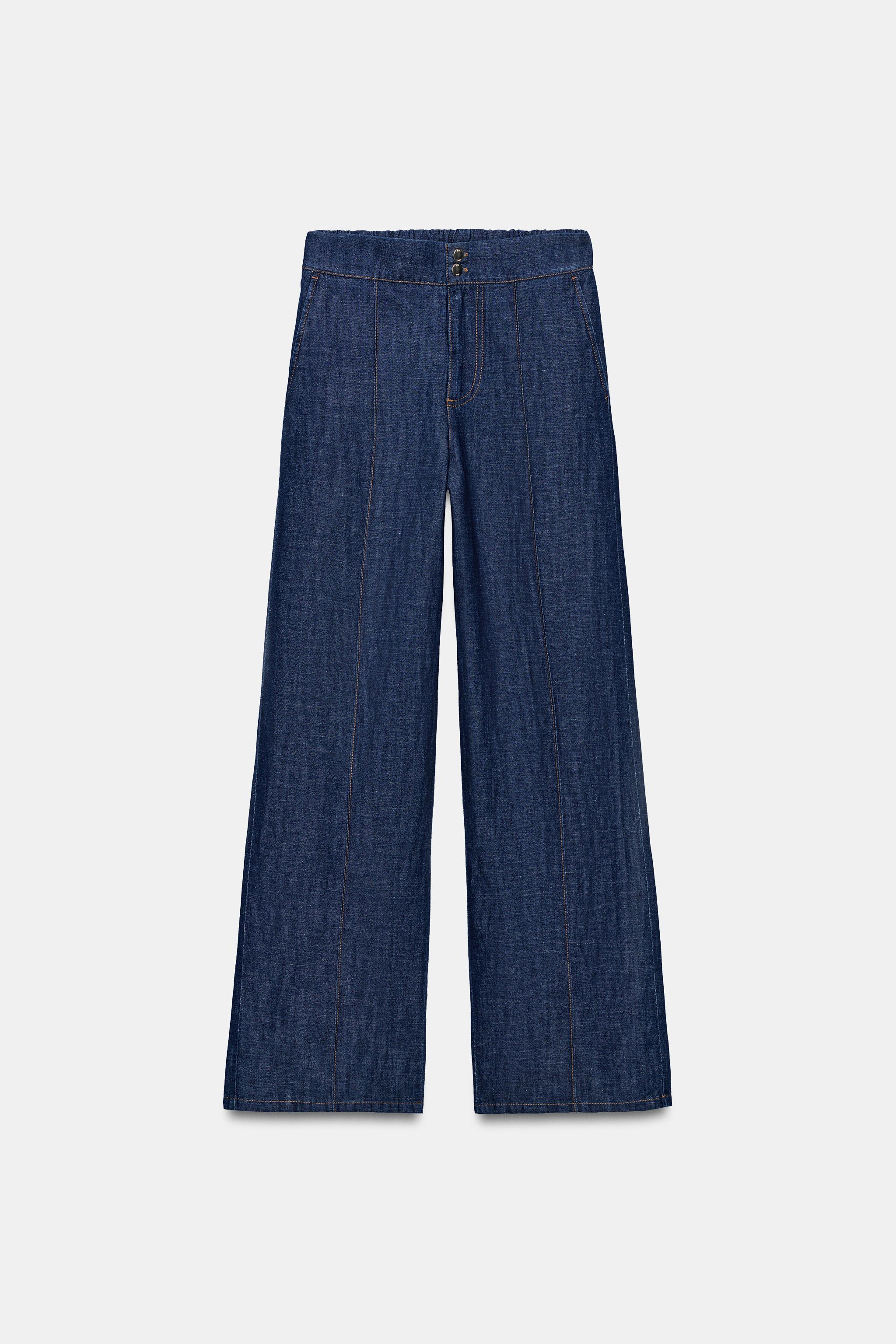 Zara KETEN KARIŞIMLI DÜZ PAÇA PANTOLON görsel 6