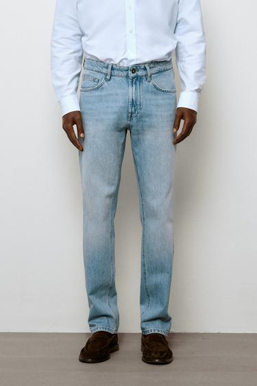 Bleach washed tapered fit jeans — Light blue 2