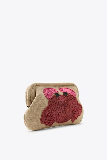 RAFFIA BAG WITH CRAB AND BEAD DETAIL - Light beige by Zara - Image 1