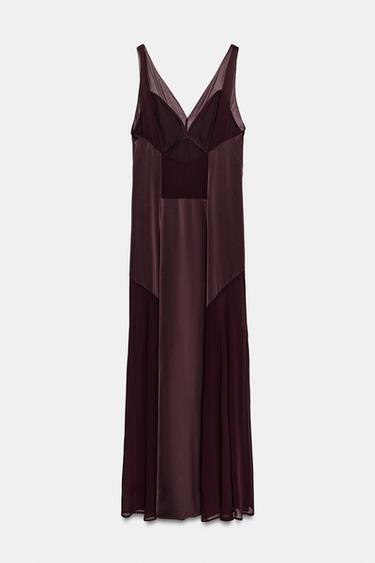 ROBE LONGUE SATINÉE ZW COLLECTION - GRENAT de Zara - Image 7