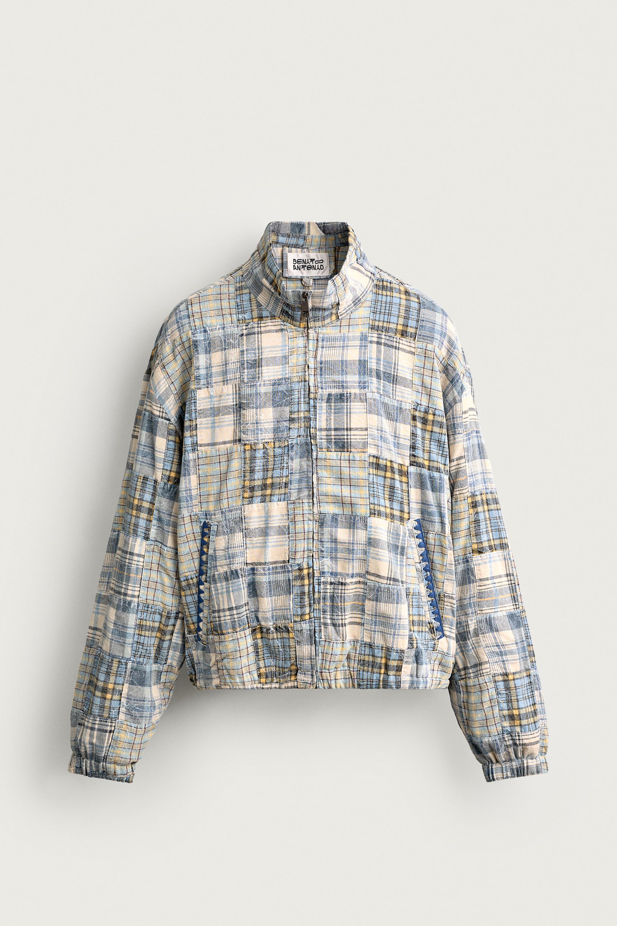 Zara RELAXED FIT KARELİ PATCHWORK CEKET
