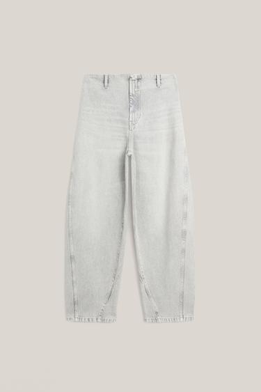Zara Barrel fit jeans with waist detail - LIMITED EDITION - Pearl gray