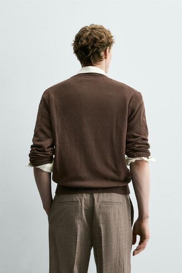 CARDIGAN LIN-COTON - Marron de Zara - Image 2