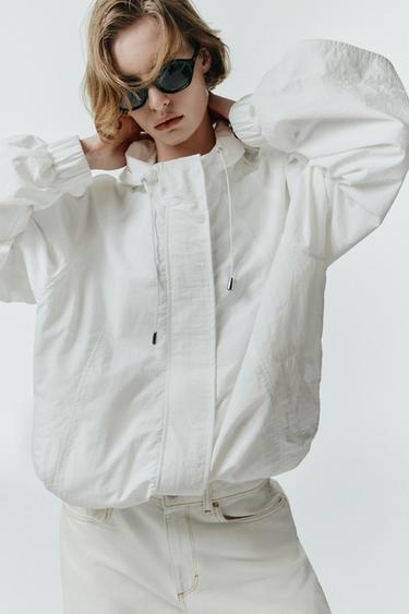 Zara ZW COLLECTION HOODED JACKET - White