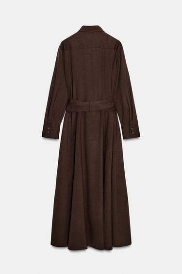 ZW COLLECTION BELTED SHIRT DRESS - Brown by Zara - Image 5