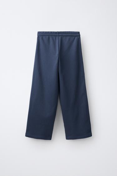 WIDE LEG TEXT PANTS — Blue 2