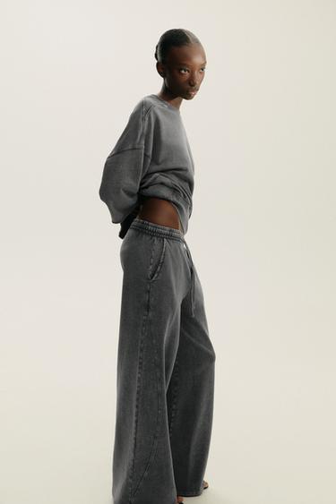 WASHED EFFECT TROUSERS - Dark grey by Zara