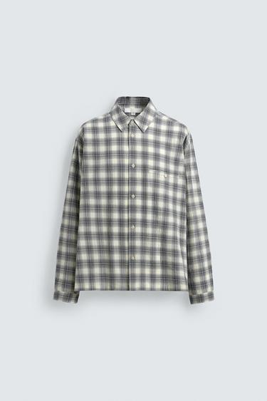 CHEMISE BOXY FIT À CARREAUX - Bleu de Zara - Image 6