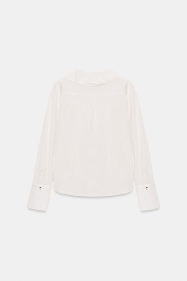 STRIPED SHIRT WITH RUFFLES - Black / White by Zara - Image 7