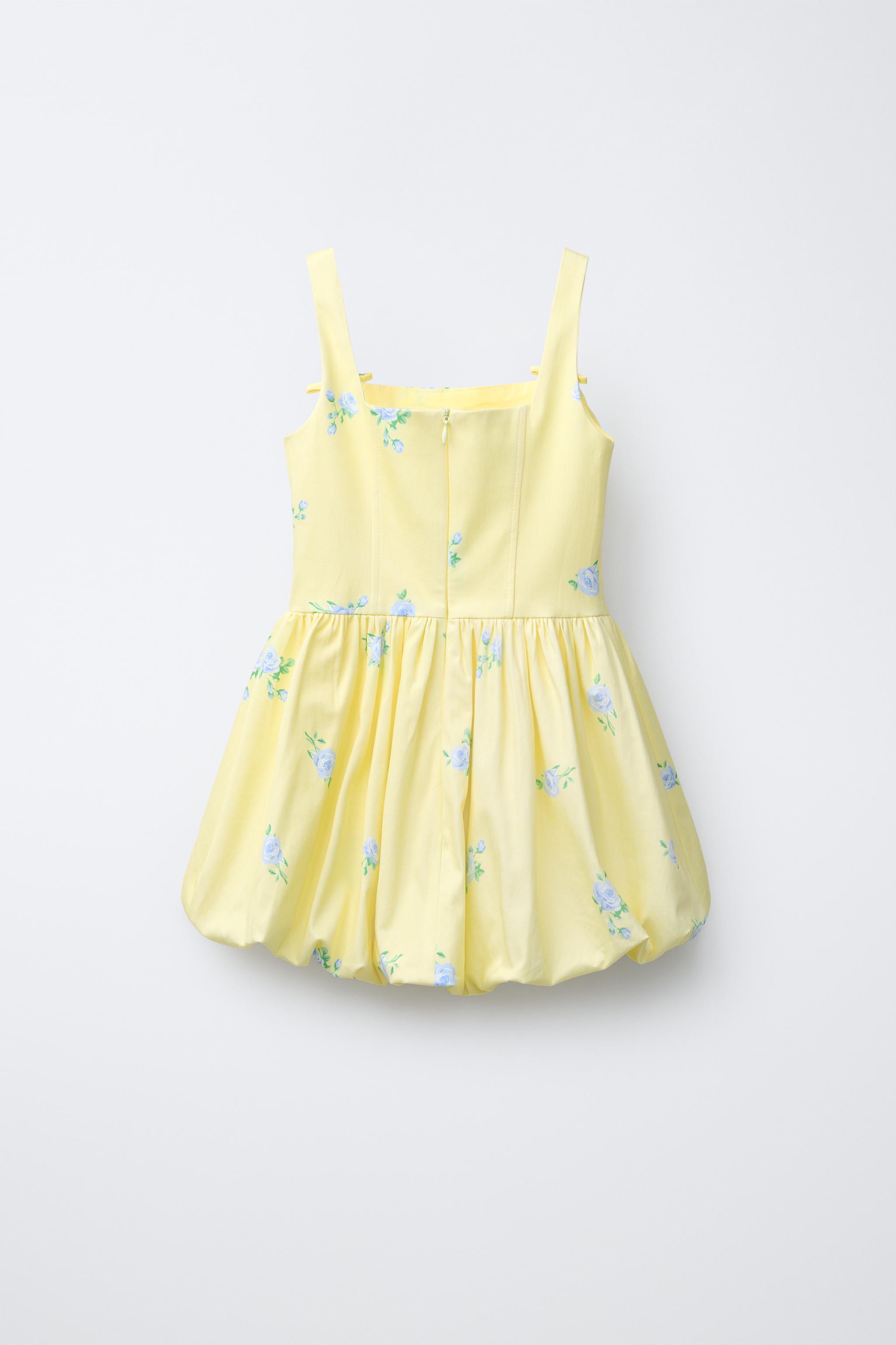 FLORAL BUBBLE HEM DRESS - Light yellow | ZARA United States