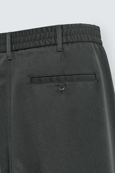 REGULAR FIT JOGGER WAIST TROUSERS - Dark khaki by Zara - Image 8