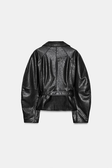 VESTE CEINTURÉE - Noir / Blanc de Zara - Image 9
