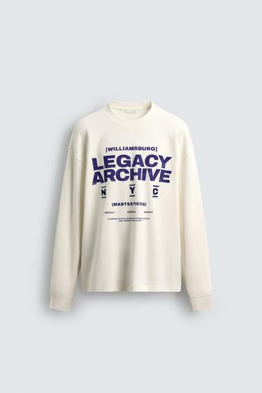 WAFFLE-KNIT TEXTURED T-SHIRT - Oyster-white by Zara - Image 0