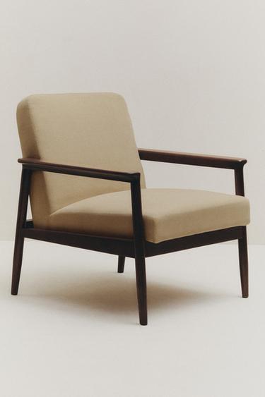 SESSEL AUS HOLZ UND LEINEN - Dunkelbeige von Zara