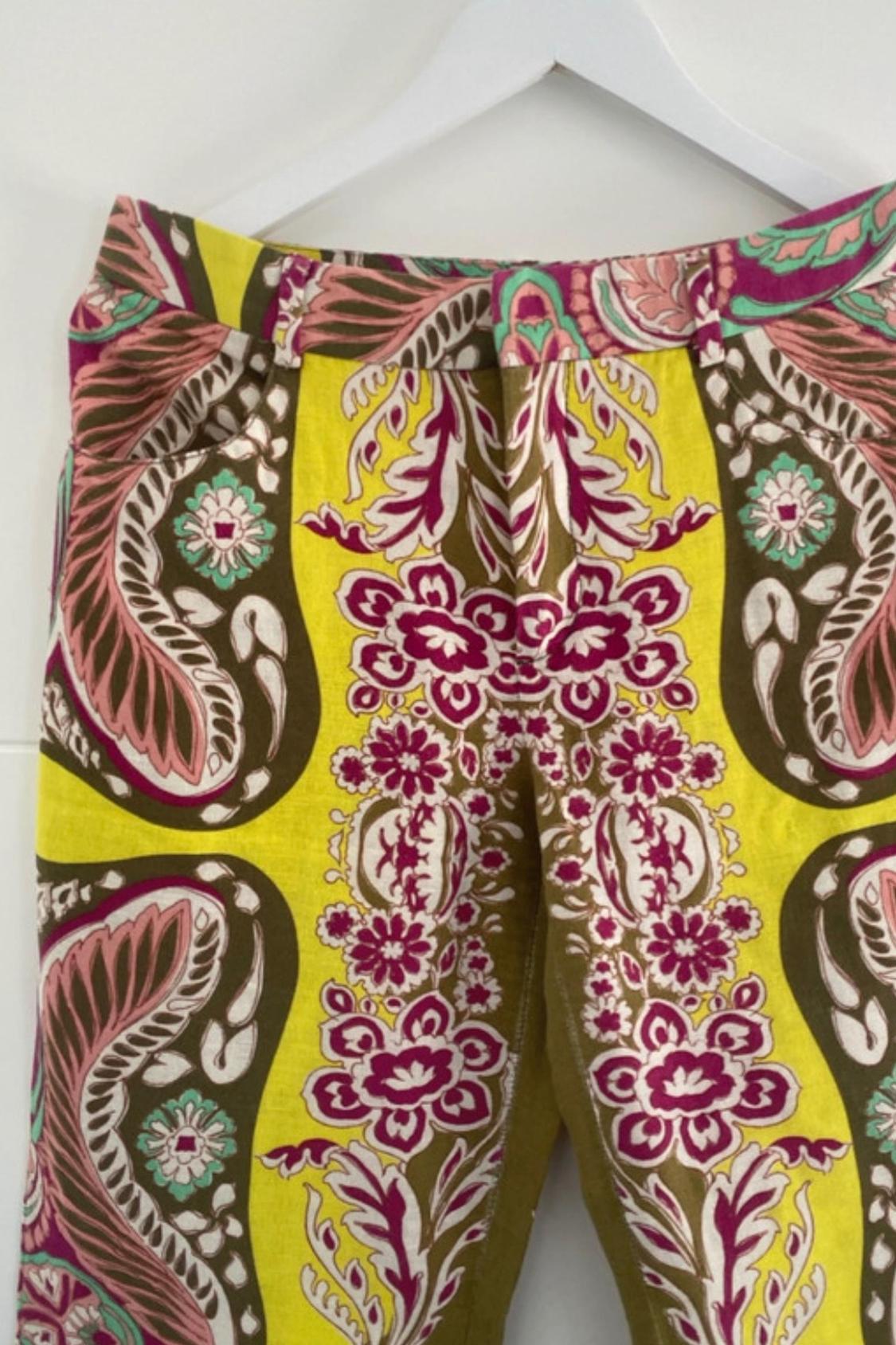 CROPPED FLARED LINEN BLEND TROUSERS