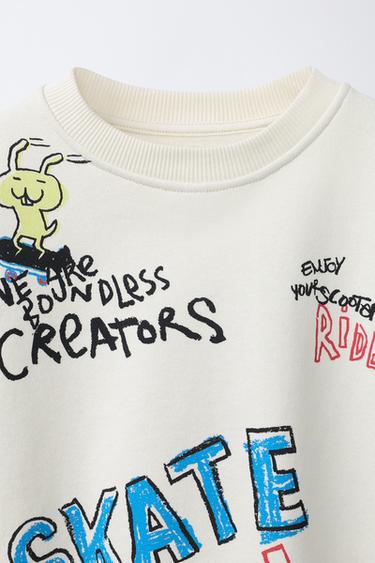 GRAFFITI SWEATSHIRT - Light ecru by Zara - Image 2