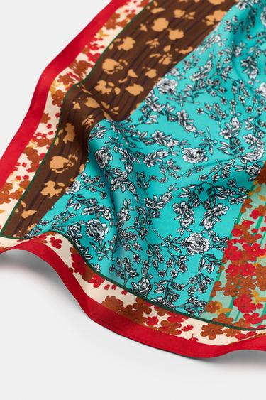 FOULARD EN SOIE 100 % À IMPRIMÉ FLEURI - Multicolore de Zara - Image 3