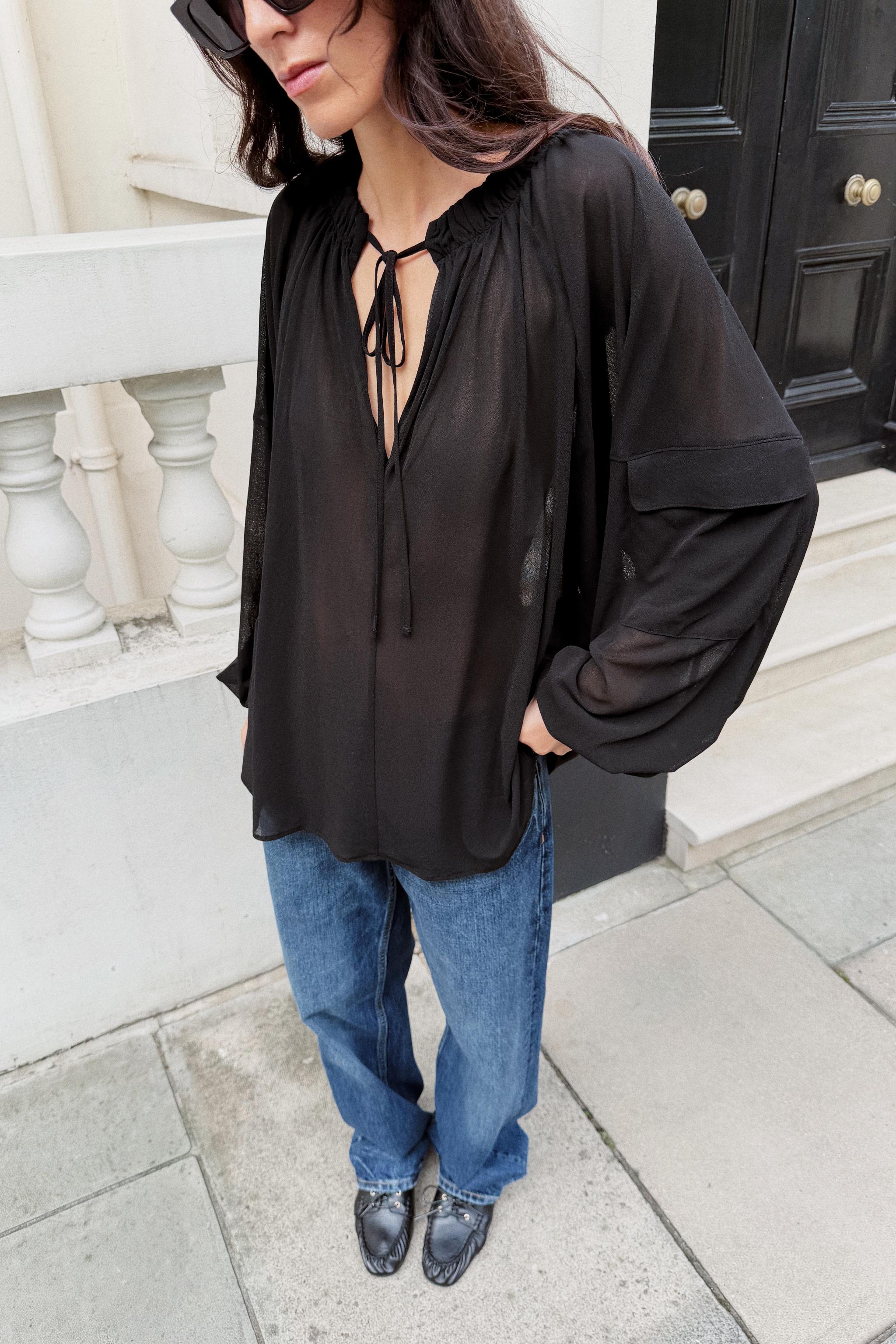 VOLUMINOUS SHEER SHIRT - Black | ZARA United States