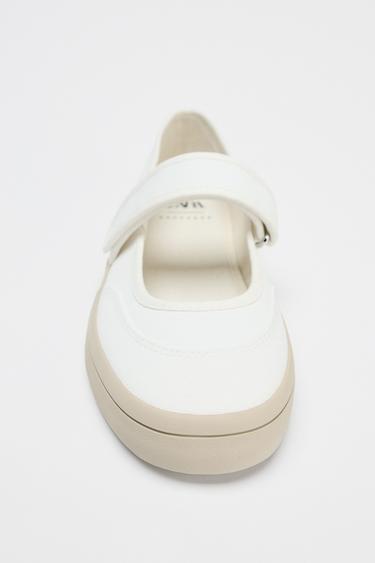FABRIC STRAPPY BALLERINAS - White by Zara - Image 5