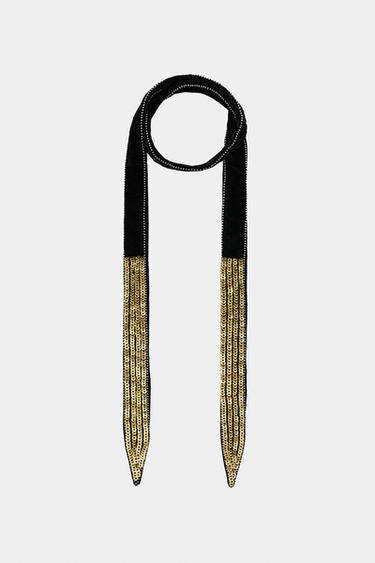 Zaras BANDANA I SAMMET MED PALJETTER - Svart