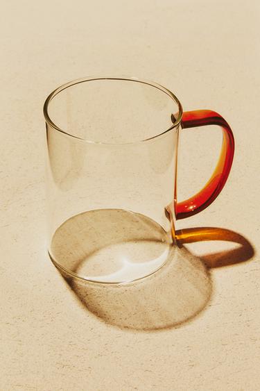 BOROSILICATE GLASS MUG WITH COLOURED HANDLE - Orange by Zara
