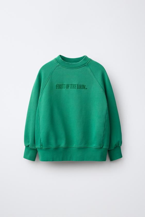 MOLETOM COM BORDADO FRUIT OF THE LOOM™ - Verde da Zara - Imagem 0