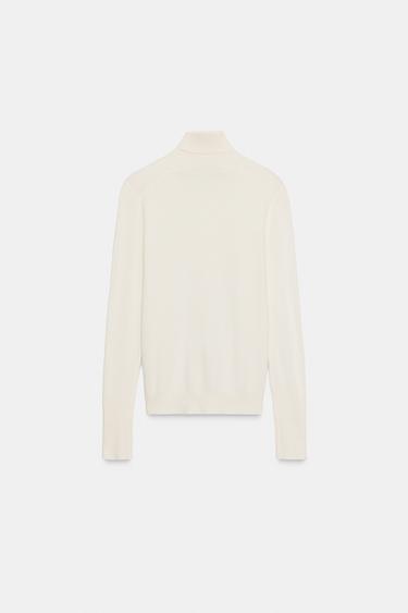 BASIC PLAIN KNIT JUMPER - Ecru by Zara - Image 7