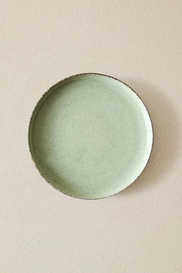 PORCELAIN DESSERT PLATE WITH ANTIQUE FINISH RIM - Sea green by Zara - Image 5