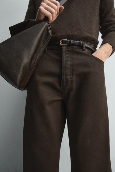 JEAN STRAIGHT FIT FINI CIRÉ - Marron de Zara - Image 4