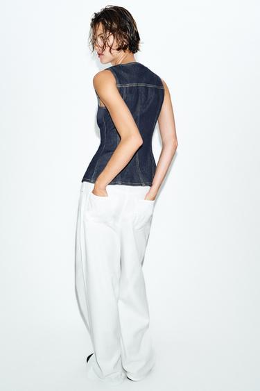 Z1975 FITTED DENIM WAISTCOAT - Blue by Zara - Image 4