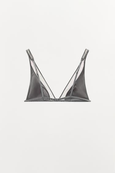 CONTRAST TRIANGLE TULLE BRA - Greys by Zara - Image 7