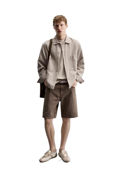 RELAXED FIT DENIMSHORTS - Brun fra Zara