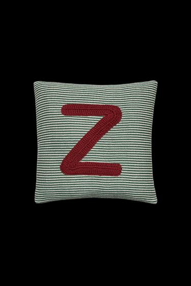 Zara CHILDREN'S EMBROIDERED LETTER Z THROW PILLOW - Green