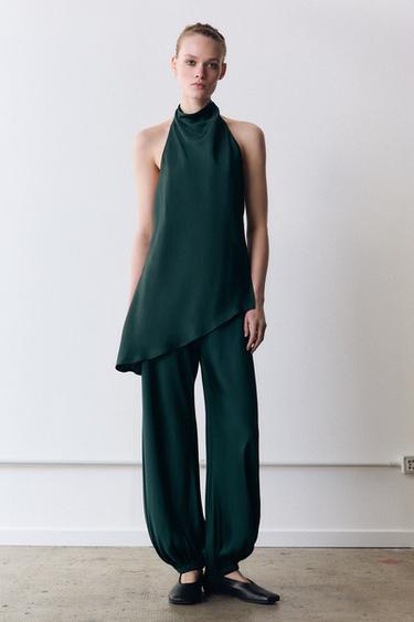 PANTALÓN BOMBACHO ZW COLLECTION - Verde azul de Zara - Imagen 0