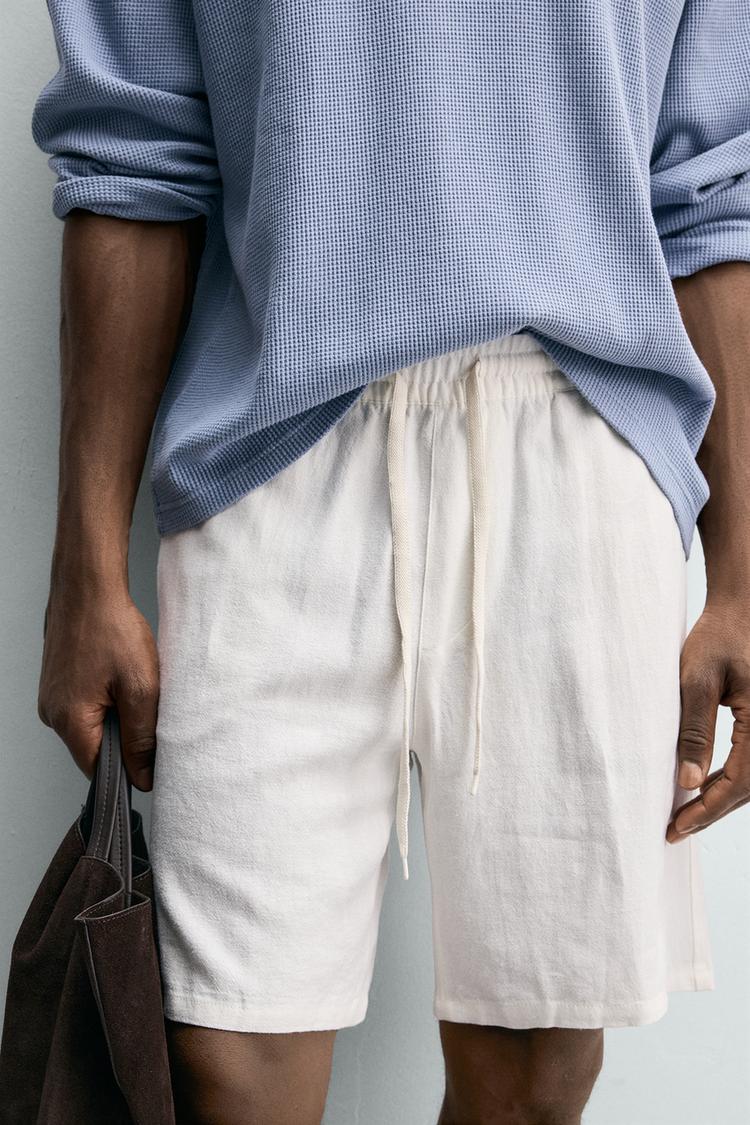 ZARA VISCOSE/LINEN RELAXED FIT BERMUDA SHORTS