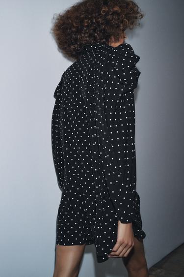 ZW COLLECTION POLKA DOT DRESS WITH SCARF DETAIL - Black by Zara - Image 2
