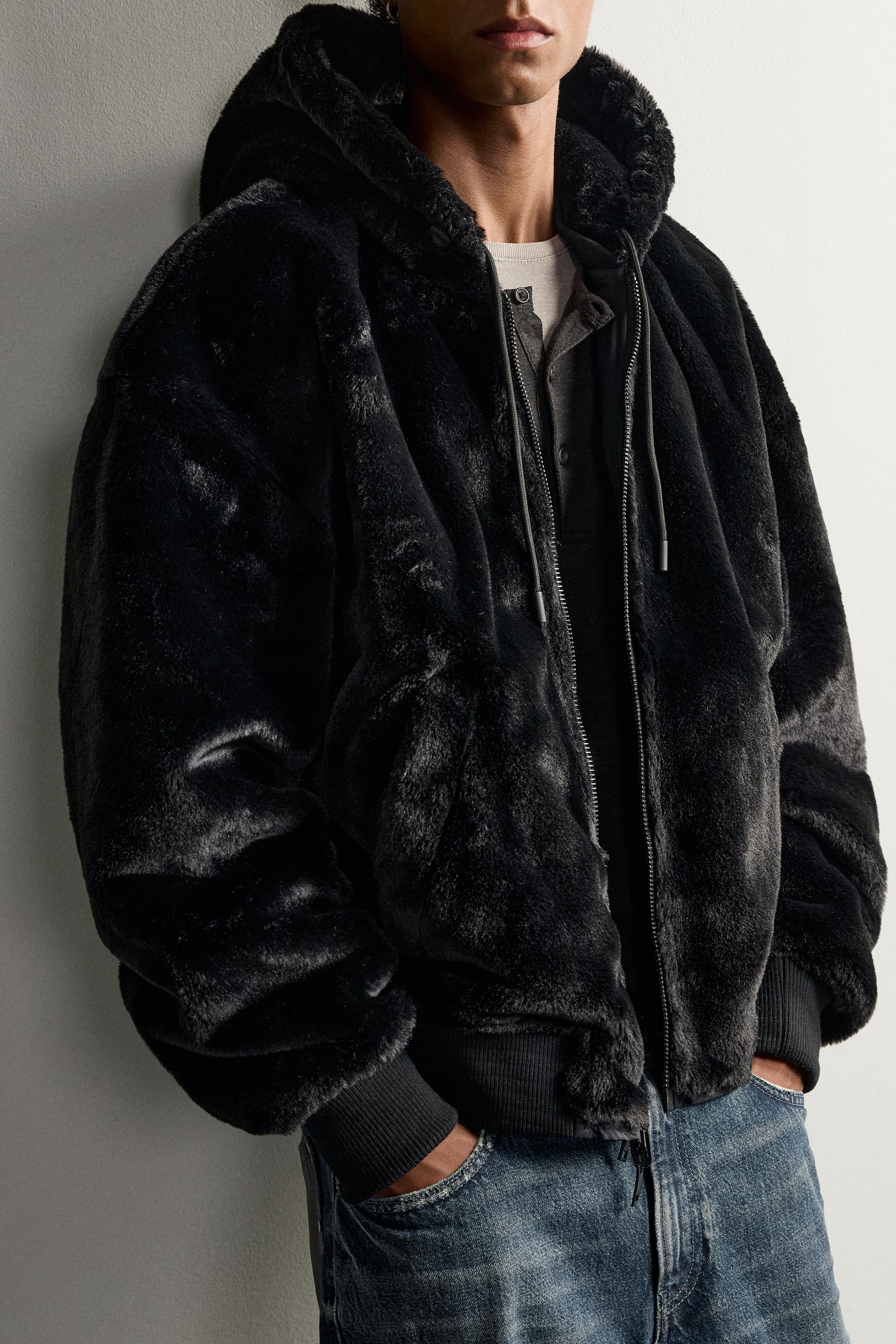 REVERSIBLE FAUX SHEARLING BOMBER JACKET