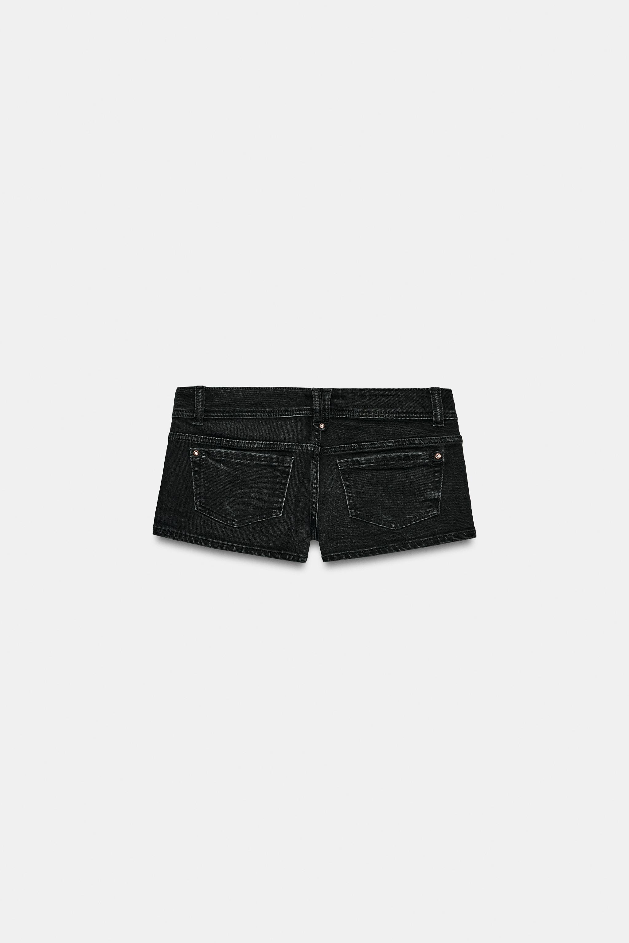 Женские шорты Zara TRF LOW-RISE DENIM MINI SHORTS — фото 9
