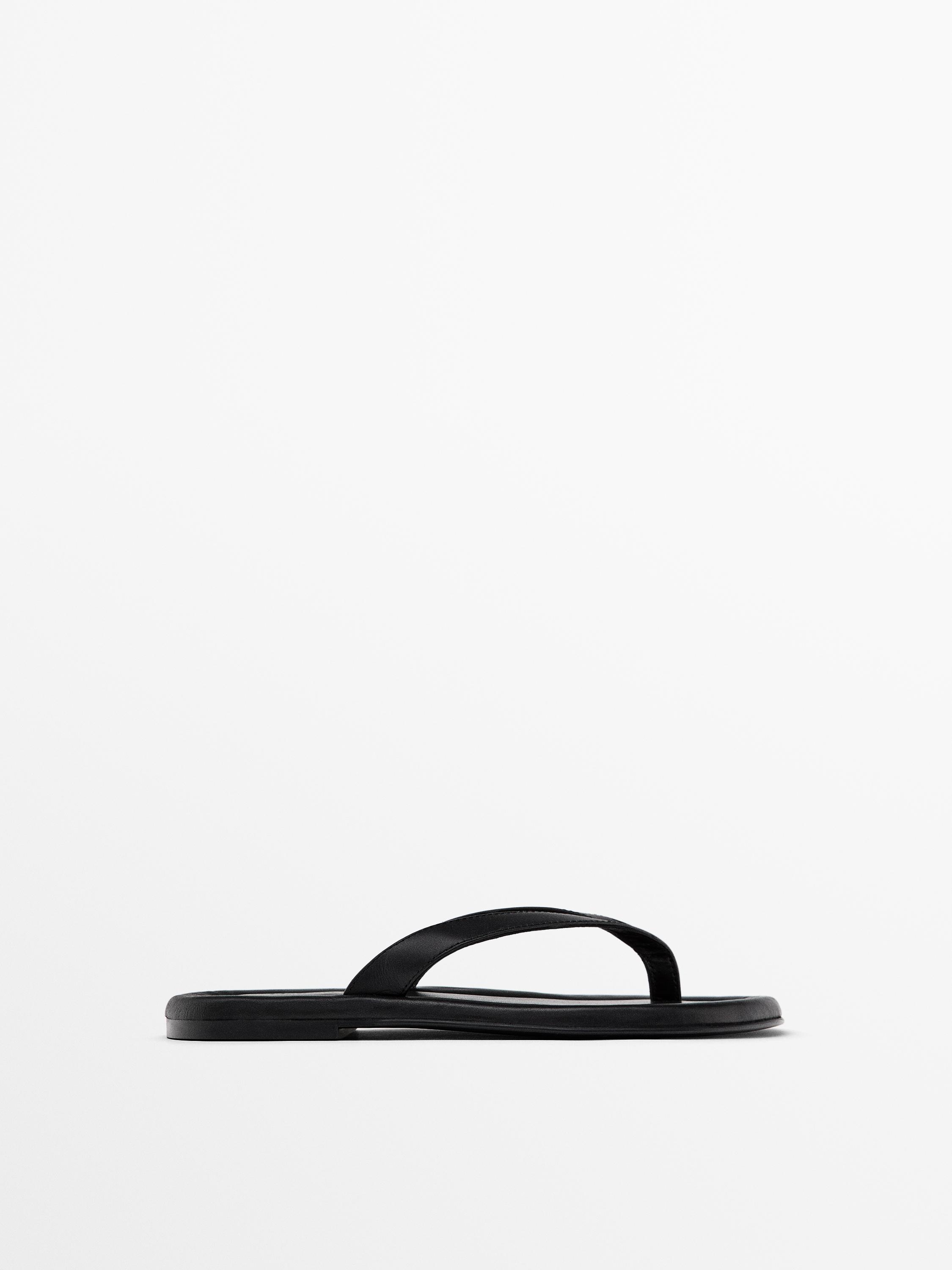 flat padded leather sandals zara