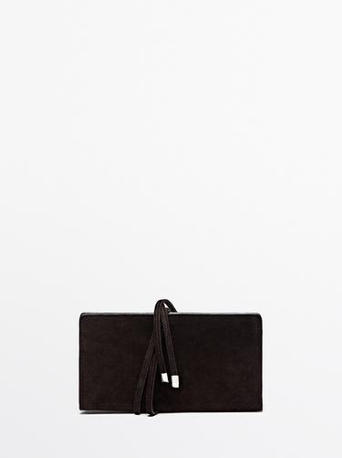 Bolso de mano piel serraje - Chocolate de Zara - Imagen 0