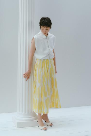 ZW COLLECTION プリント ミディスカートプリント地ZaraのZW COLLECTION プリント ミディスカート - プリント地 
