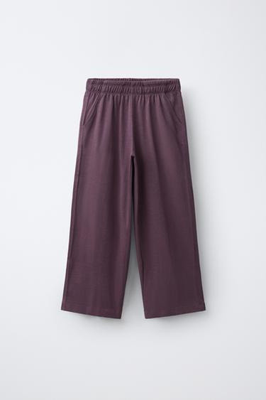 PANTALÓN WIDE LEG HEAVY WEIGHT - Berenjena oscuro de Zara - Imagen 0