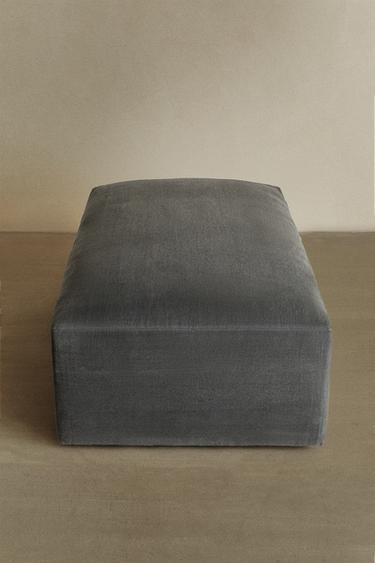 WASHED LINEN POUF - Dark grey by Zara