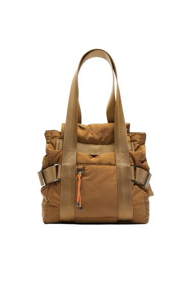 NYLON TOTE BAG WITH HANDLES AT THE FRONT