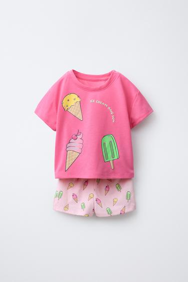 Zara 2-6 YEARS/ ICE CREAM PAJAMAS - Pink